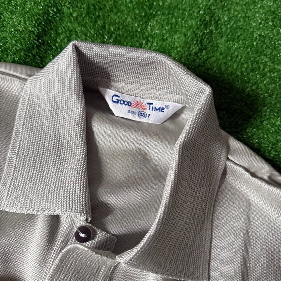 Good Time 80s 90s Vintage Mesh Polo Shirt NWT Size 48 One Pocket 100% Polyester - Picture 8 of 15